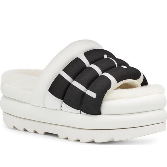 UGG Shoes - UGG® Maxi Slide Padded Logo Platform Sandals plush fur